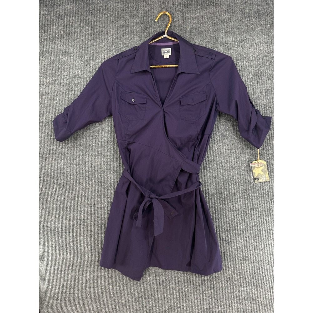 Converse One Star Wrap Dress Womens XL Purple NWT Utility Military Short Sleeve
